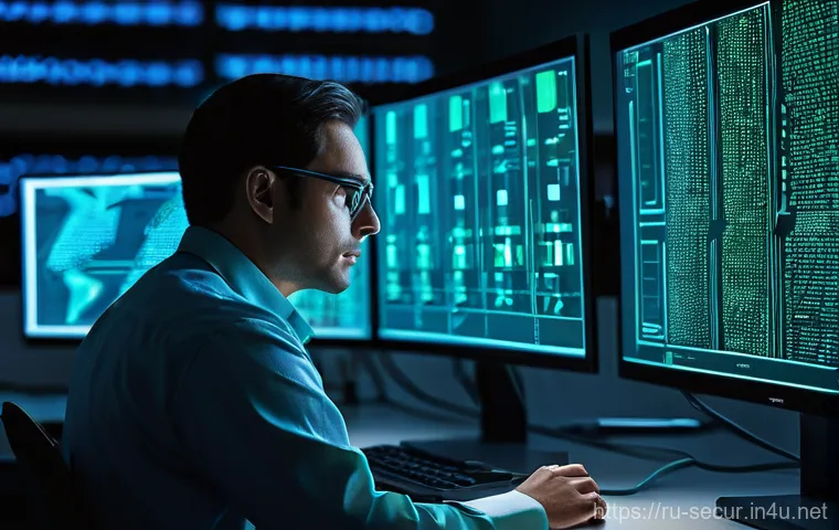 정보보안학 디지털 포렌식 툴 - Digital Forensics: The Data Weaver**
A highly detailed, realistic digital painting of a forensic inv...