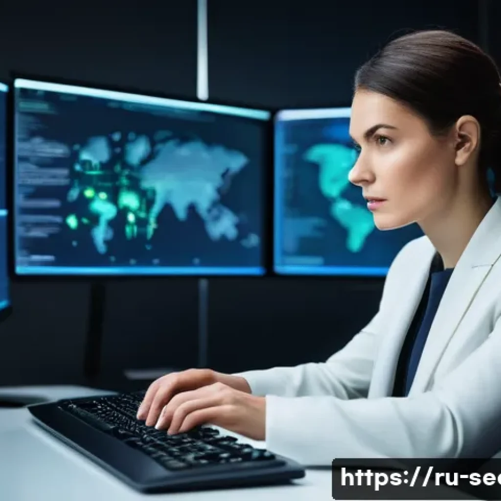 정보보안학 취약점 스캐닝 - **Cybersecurity Expert Analyzing Digital Health:** A realistic, medium shot of a focused female cybe...