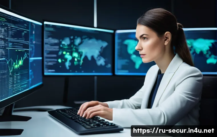 정보보안학 취약점 스캐닝 - **Cybersecurity Expert Analyzing Digital Health:** A realistic, medium shot of a focused female cybe...