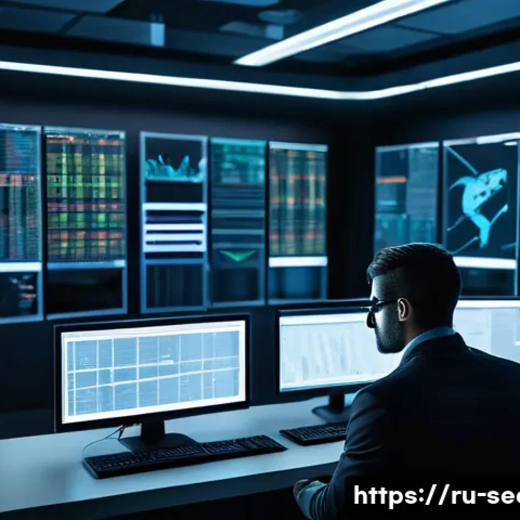 정보보안학 취약점 탐지 - A modern cybersecurity specialist in a high-tech office environment, analyzing vulnerability scan re...