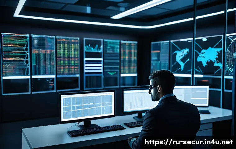 정보보안학 취약점 탐지 - A modern cybersecurity specialist in a high-tech office environment, analyzing vulnerability scan re...