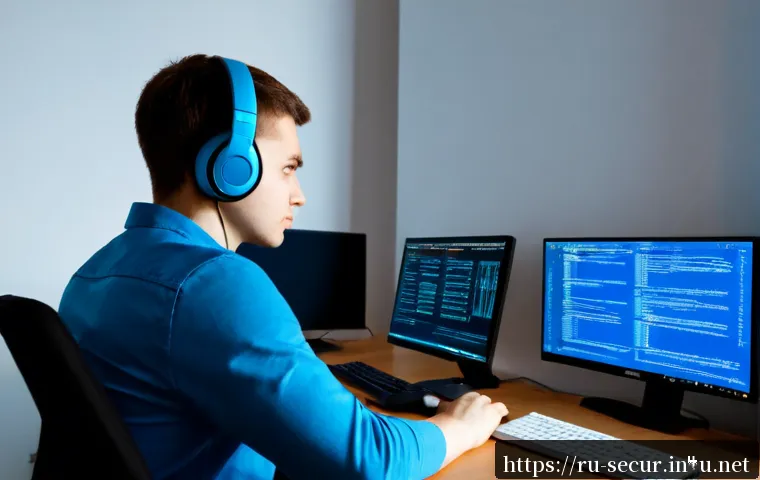 Home 17 정보보안학 해킹 기법 - Photorealistic cybersecurity training scene in a modern Moscow apartment office, Russian adult infor...