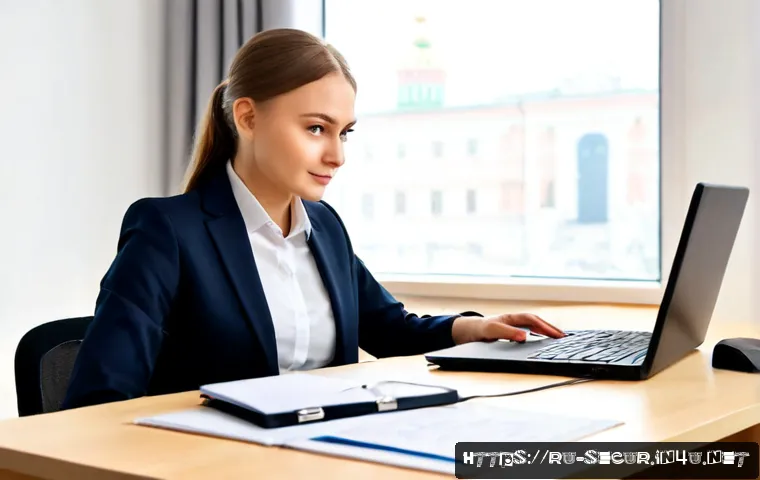 Home 17 정보보안학 전공자 취업 - Photorealistic young Russian information security graduate in smart business attire preparing for a ...